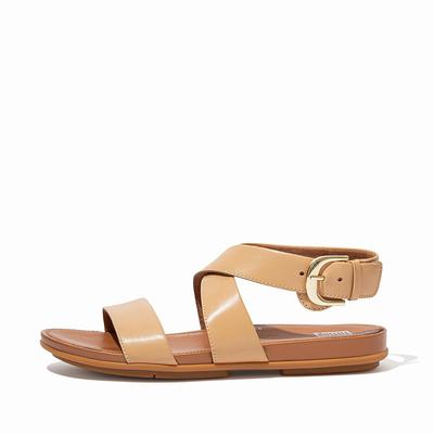 Fitflop Women's GRACIE Buckle Leather Ankle-Strap Sandals - Brown, BU6895032